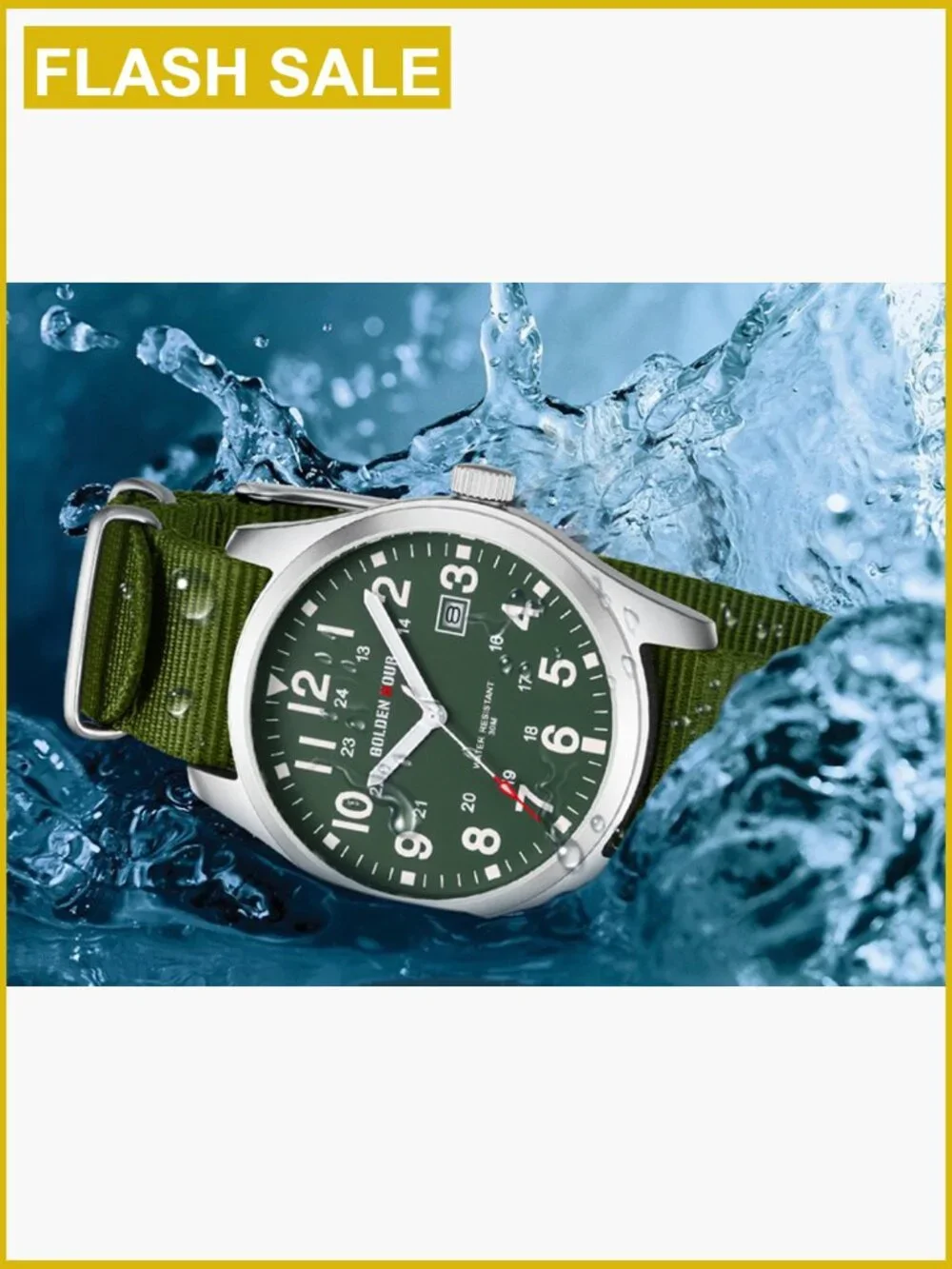 Men's Nylon Strap Military Watch 40mm Luminous Hands Japanese Quartz